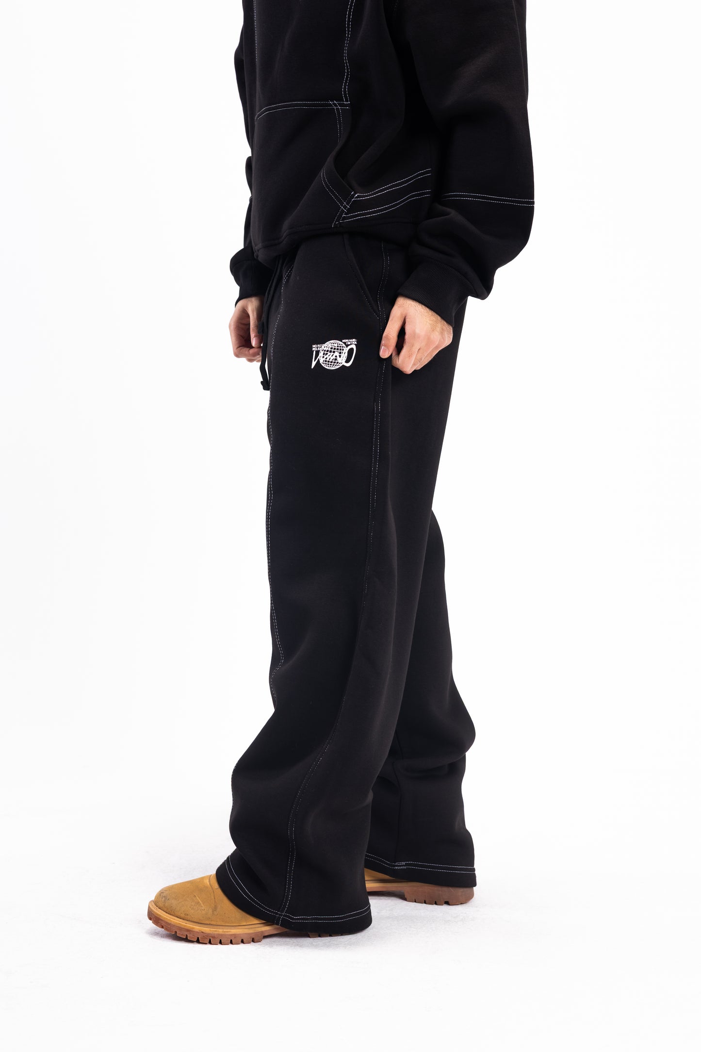 STITCHED JET BLACK PANTS