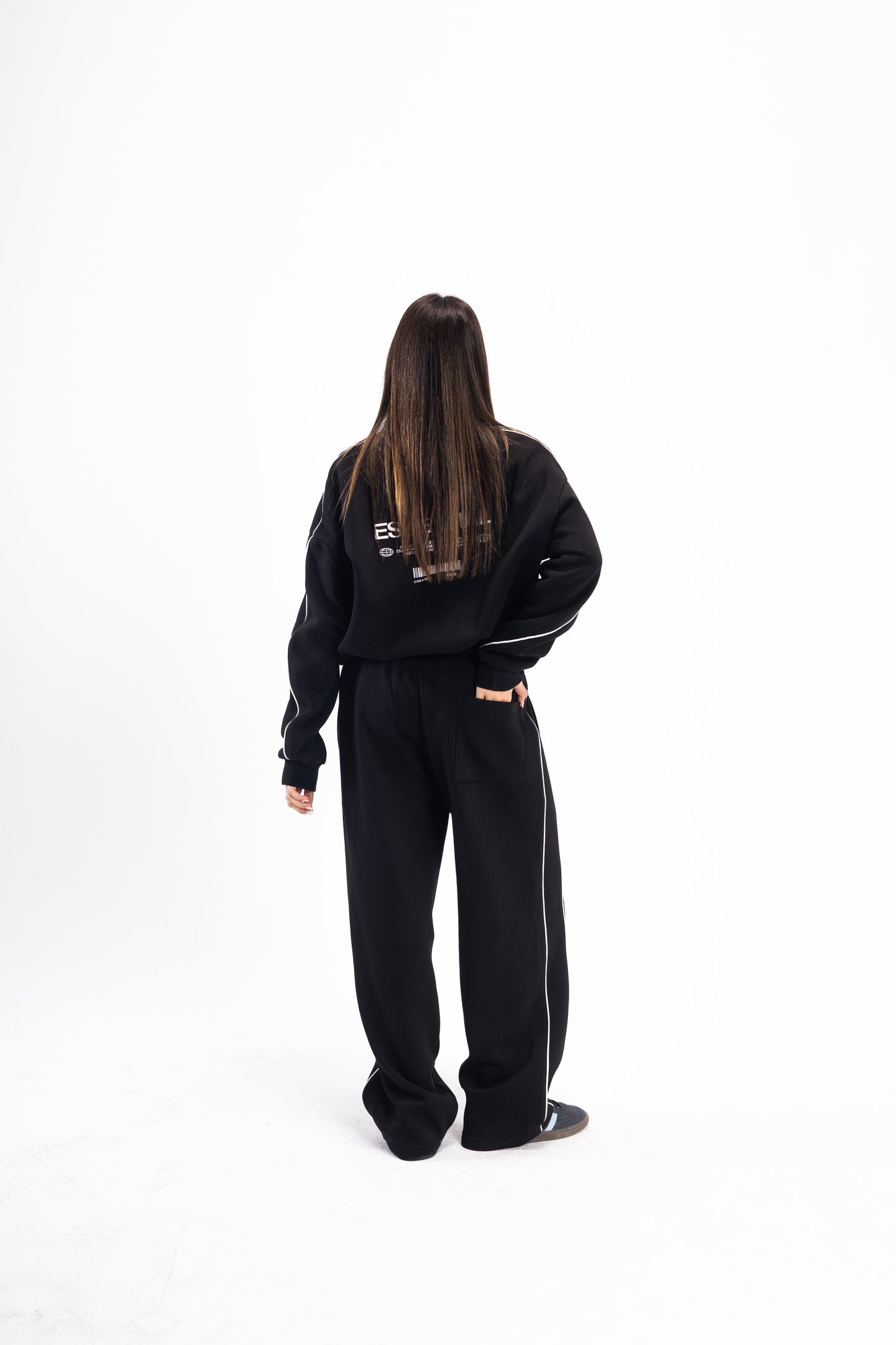 JET BLACK PIPED SUIT