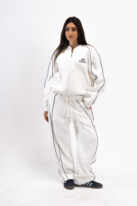 WHITE PIPED SUIT