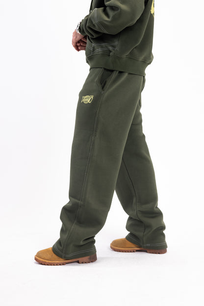 STITCHED DARK OLIVE PANTS