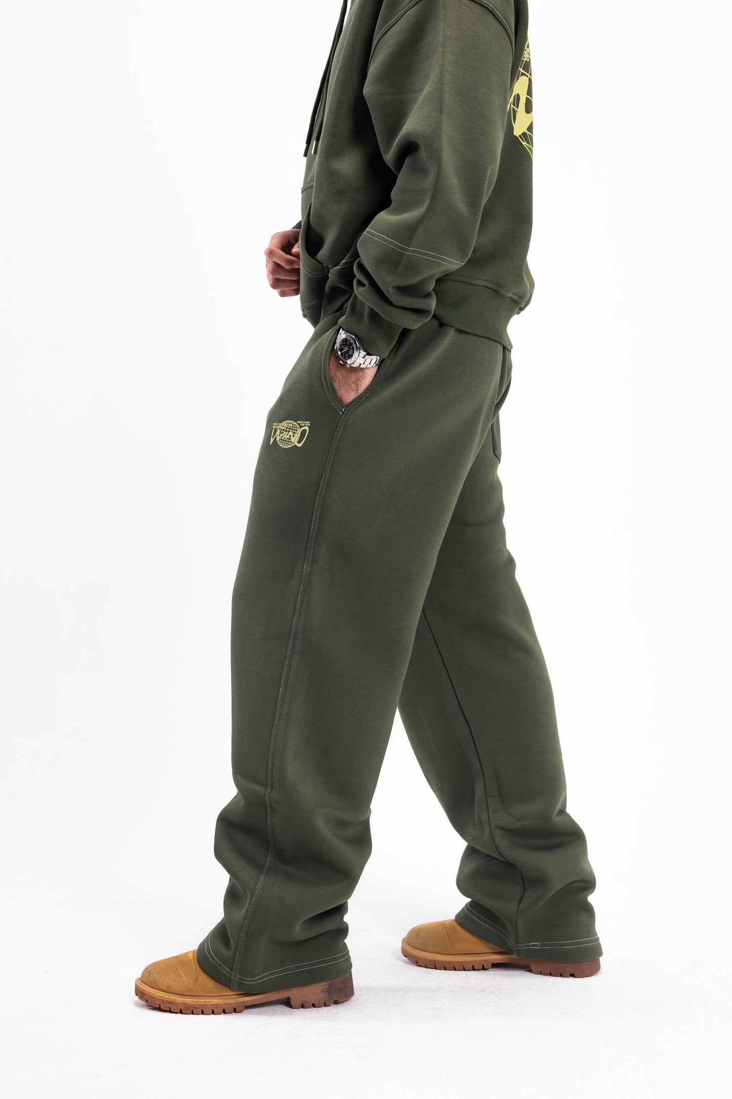 STITCHED DARK OLIVE PANTS