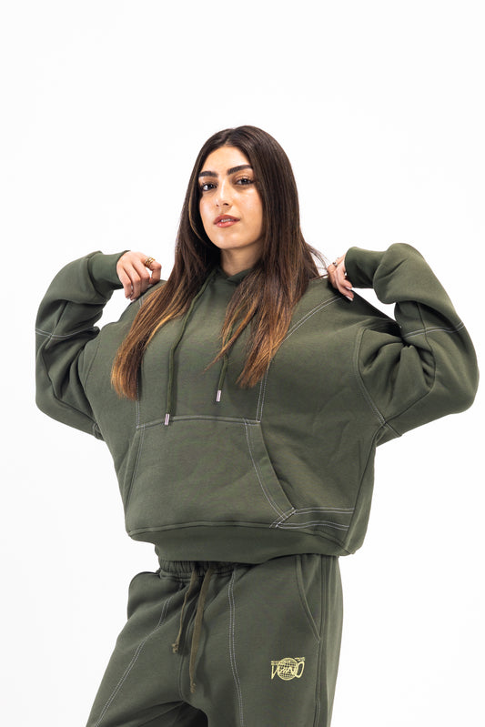 STITCHED DARK OLIVE HOODIE