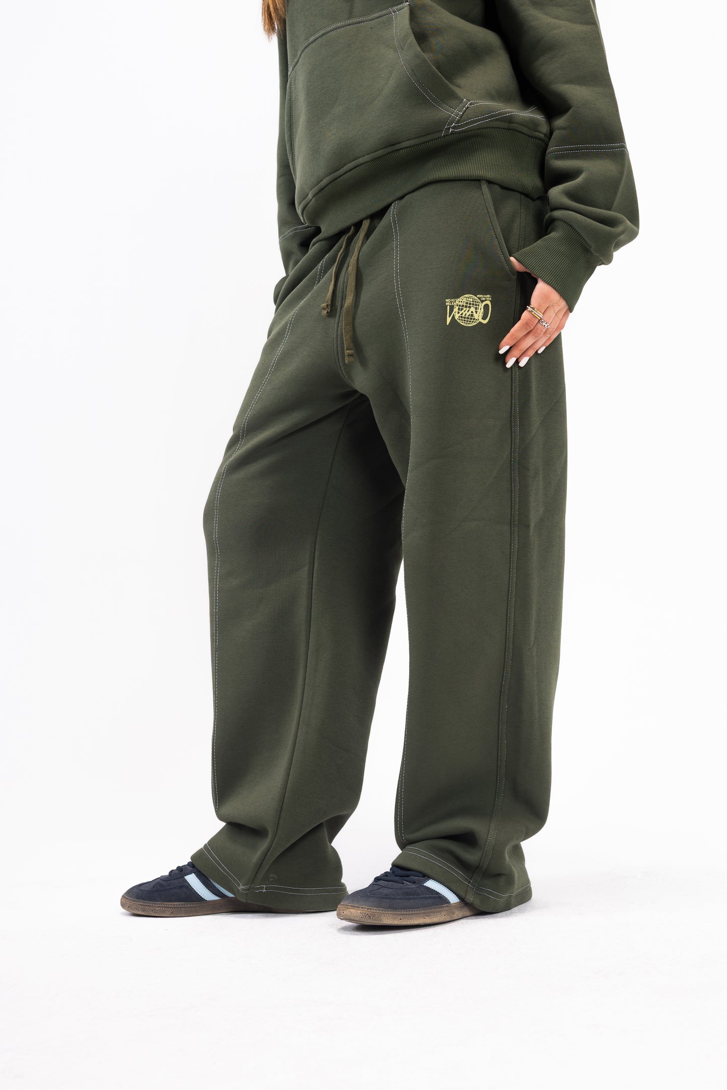 STITCHED DARK OLIVE PANTS