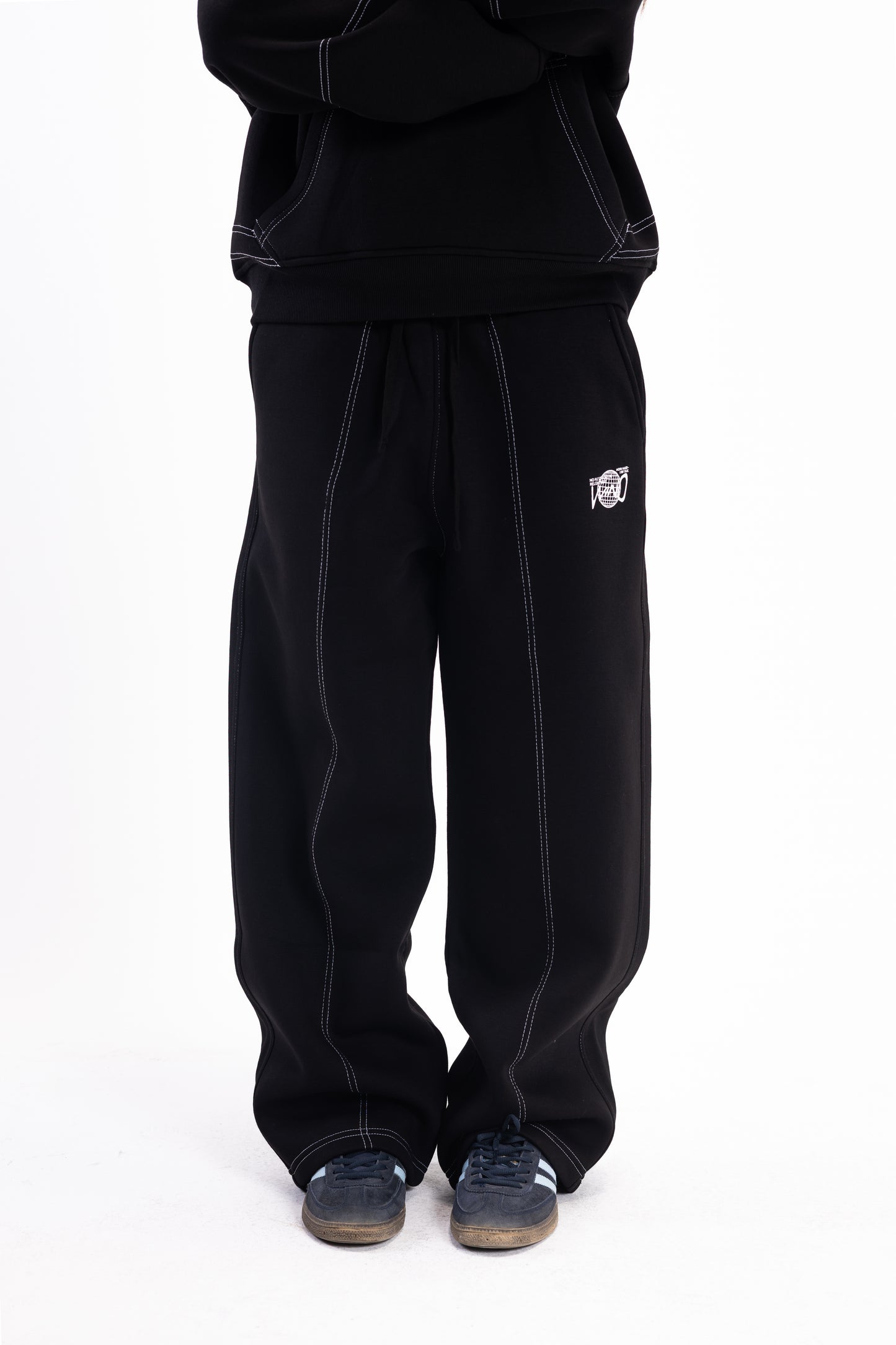 STITCHED JET BLACK PANTS