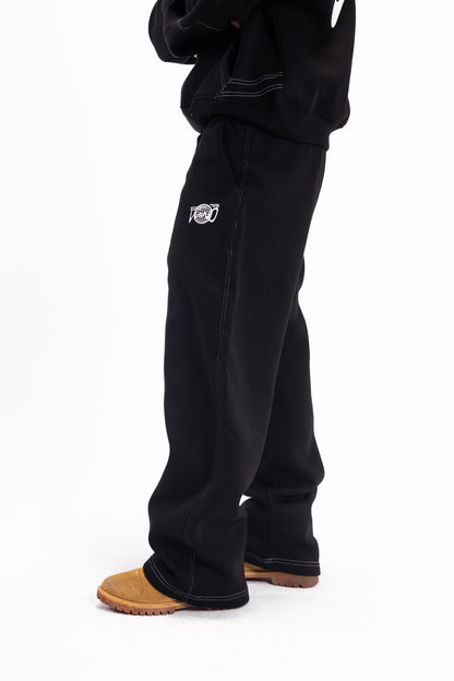 STITCHED JET BLACK PANTS