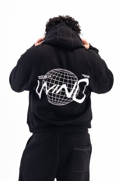 STITCHED JET BLACK HOODIE