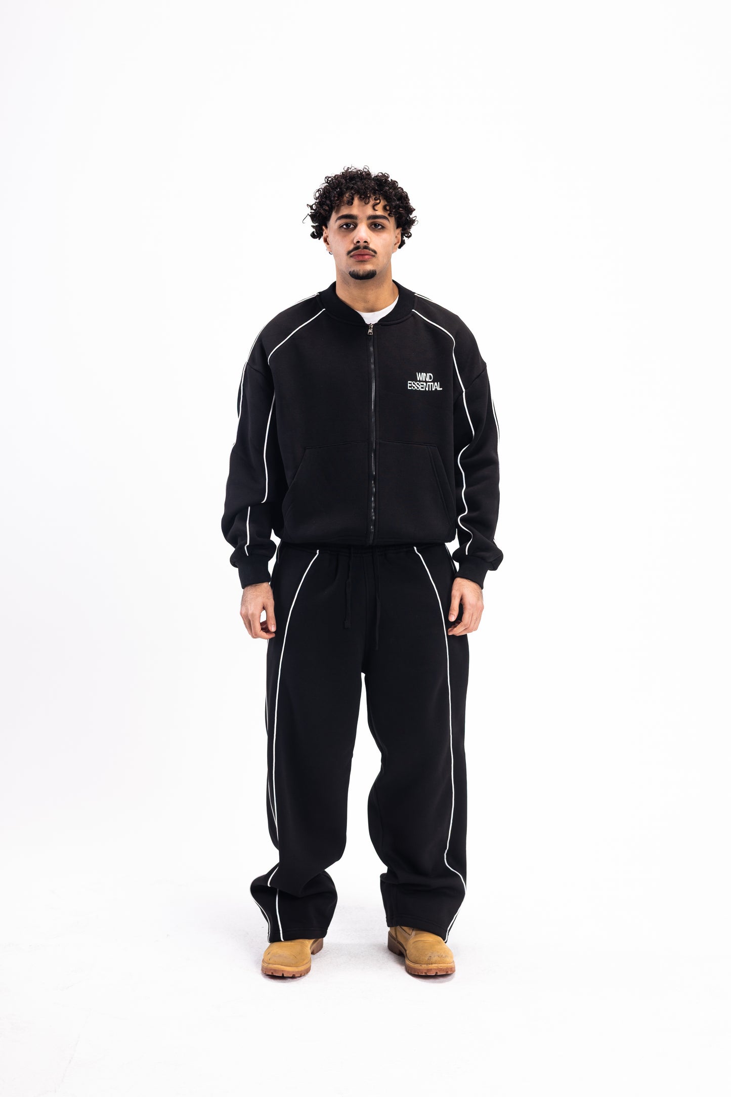 JET BLACK PIPED SUIT