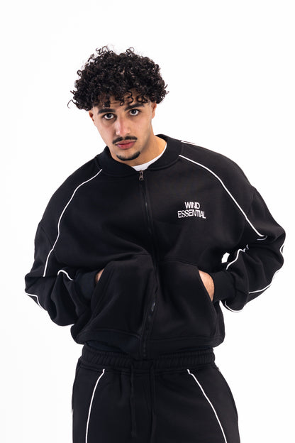 JET BLACK PIPED JACKET
